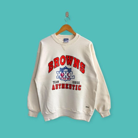 vintage 90s Cleveland browns sweatshirt Cleveland browns crewneck Cleveland browns sweater pullover nice light yellow colour size large