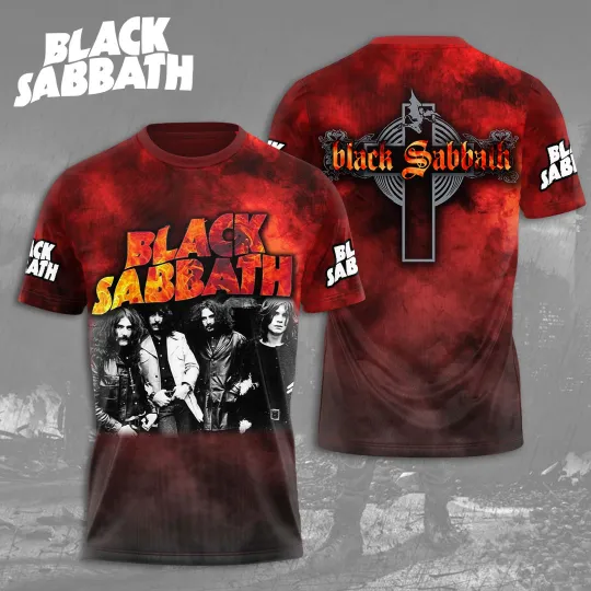 Black Sabbath Album-Inspired 3D T-Shirt, Licensed Design Iconic Heavy Metal Band