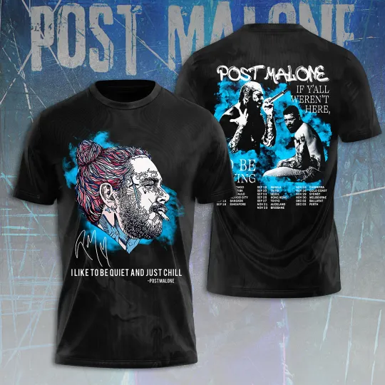 Post Malone Tour Music Big Ass Stadium Tour 2025 Inspired 3D T-Shirt Gift 2025
