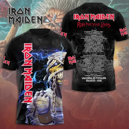 Iron Maiden Run For Your Lives World Tour 2025 3D TShirt