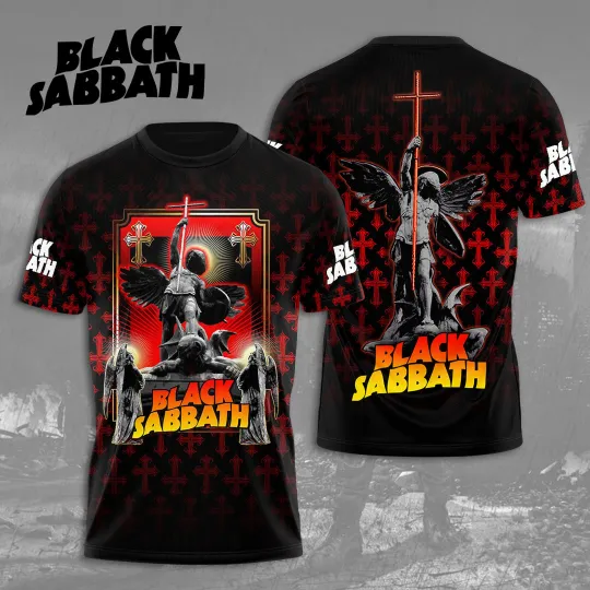 Black Sabbath Album-Inspired 3D T-Shirt, Licensed Design Iconic Heavy Metal Band