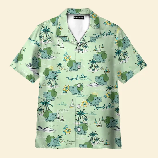 Bulbasaur PKM Seamless Pattern   Hawaiian Shirt
