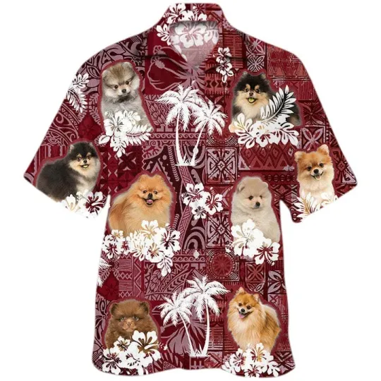Pomeranian Hawaiian Shirt Dog Hawaii Aloha Beach Shirt Short Sleeve