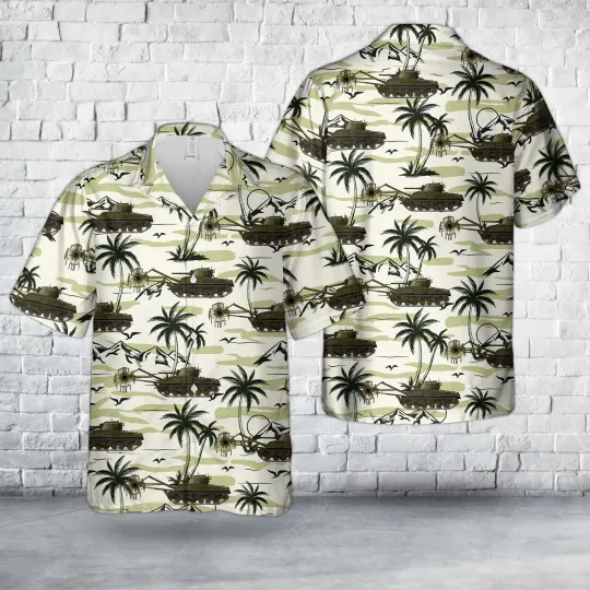 US Marine Corps Improvised M4A2 Flail Tank Hawaiian Shirt