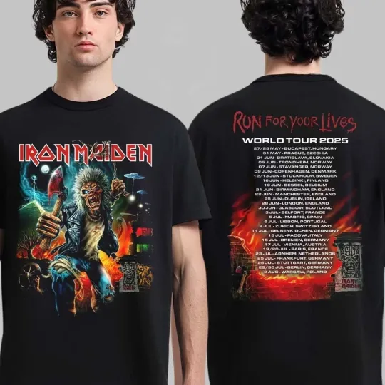 Iron Maiden Run For Your Lives World Tour 2025 Europe Tour Unisex T Shirt