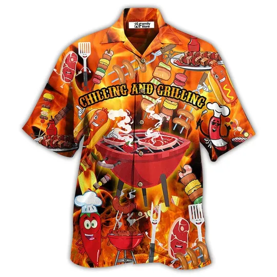 Food Hot Chilling and Grilling BBQ Party   Gift For Food Lovers   Hawaiian Shirt