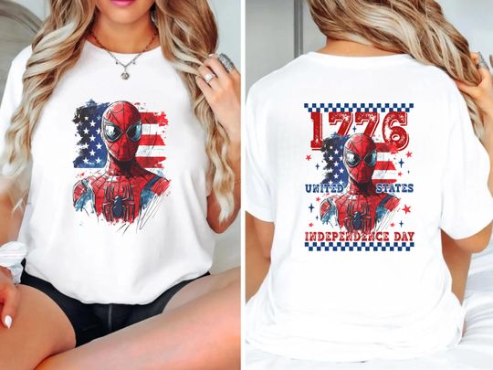 Spiderman 1776 United States Tee, Retro Spiderman Independence Day Tee,  4th of July, USA Memorial Day,  Patriotic American Flag Family Tees