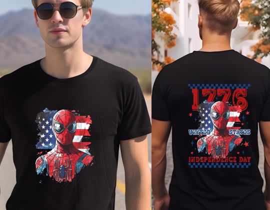 Spiderman 1776 United States Tee, Retro Spiderman Independence Day Tee, 4th of July, USA Memorial Day,  Patriotic American Flag Family Tees