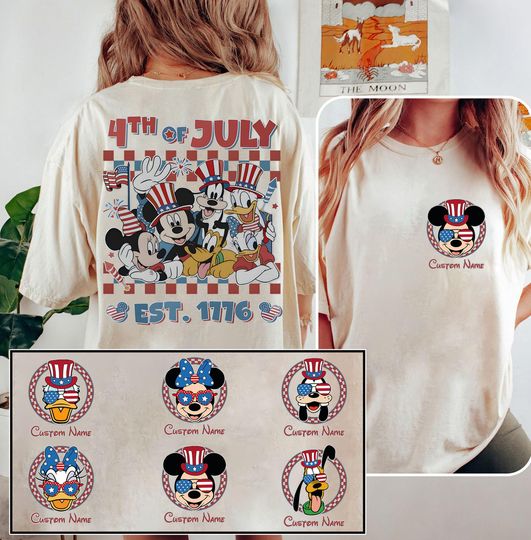 2-Sided Mickey & Friends 4Th Of July Shirt, 4Th Of July Est 1776 T-shirt, Disney Fourth of July Matching Tees, America Shirt, Patriotic Day