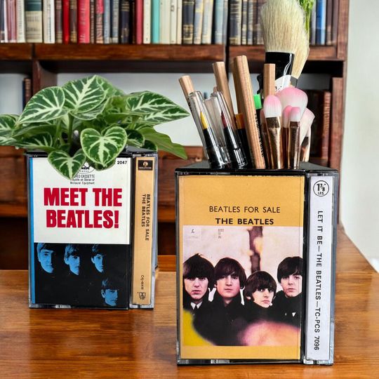 The Beatles Vintage Cassette Tape Desk Organizer Pencil holder Office Gift Classic Rock Gift For Music Fans (Version 2)