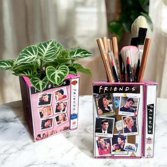 Friends TV Show Desk Organizer Pen Pencil Holder Custom Made with VHS Tape Covers  Gift for F.R.I.E.N.D.S Fans