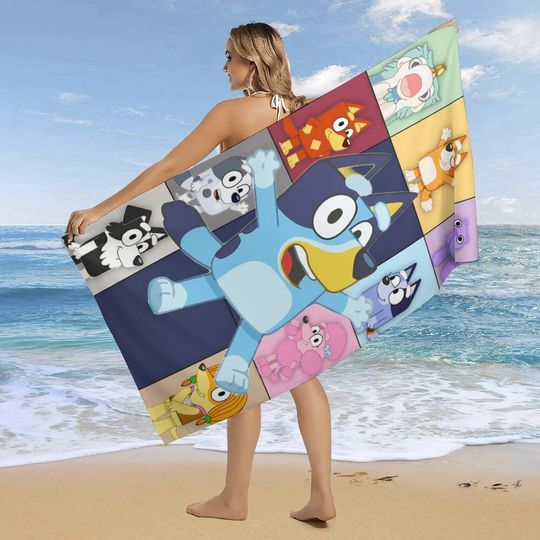 BlueyDad Cartoon Beach Towel