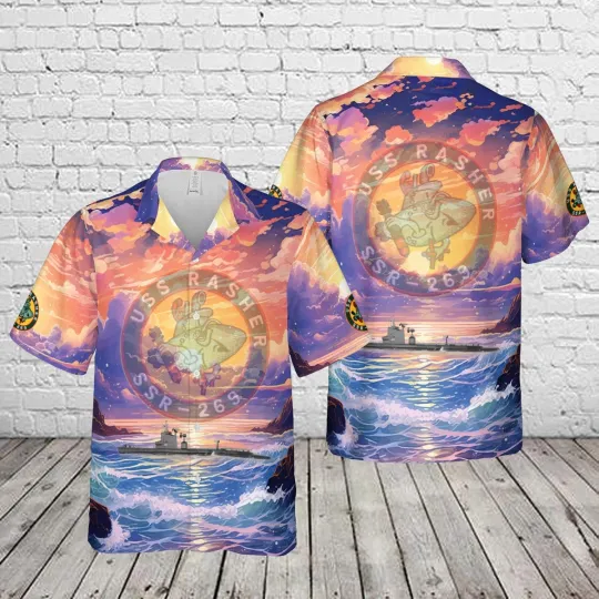 US Navy USS Rasher SSSSRAGSSIXSS 269 Gato class submarine In WWII Hawaiian Shirt