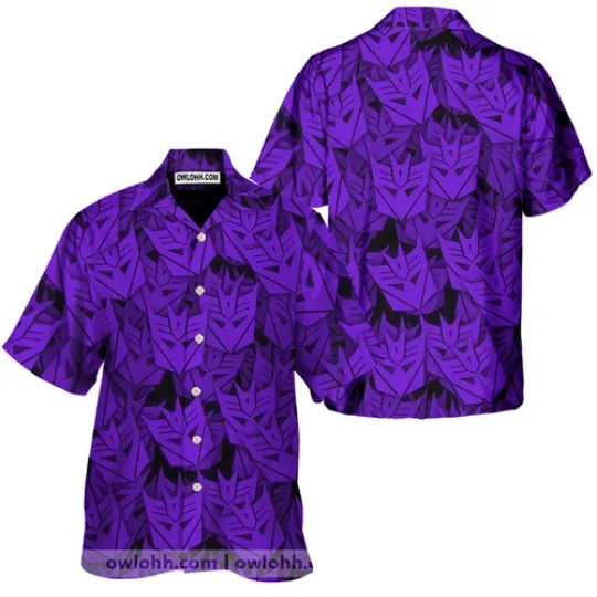 Decepticon Transformer Hawaiian Shirt Short Sleeve Summer Beach Size S - 5XL