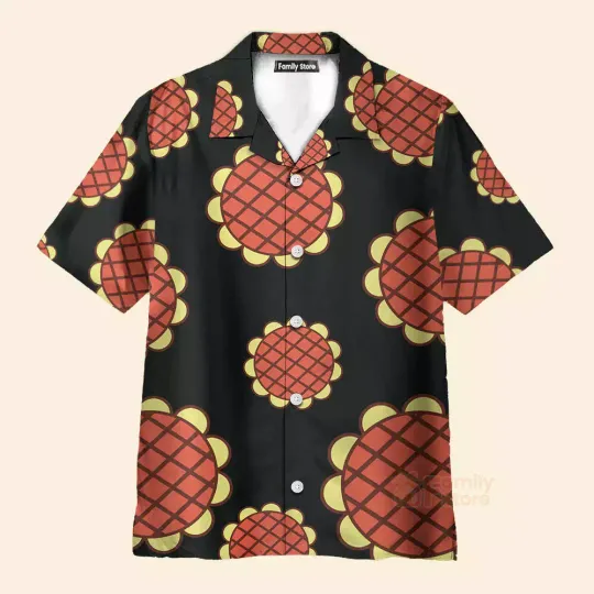 Luffy Dressrosa Sunflower Hawaiian Shirt For Men US Size Summer Style NEW