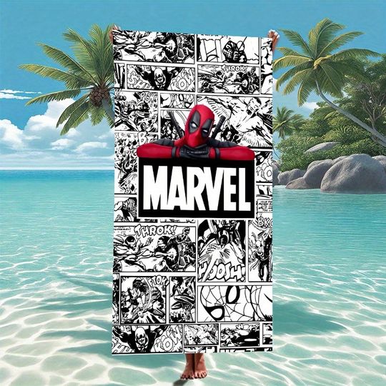 Spider-Man and Deadpool Comic Beach Towel for Marvel Fans