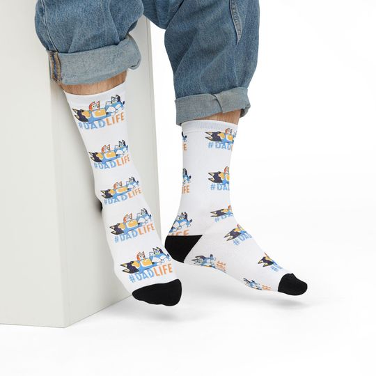 Dad Life Socks, BlueyDad Dad Socks, Father's Day Gift, Men's Cartoon Bandit Character Footwear, Dad Birthday Present, Cool Gift for Dad