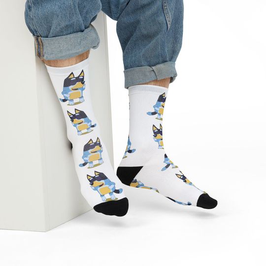 Dancing Dad BlueyDad Socks, BlueyDad Dad Socks, Father's Day Gift, Cute Fun, Dad Birthday Gift, Cartoon Bandit Character, Adult Socks for Men