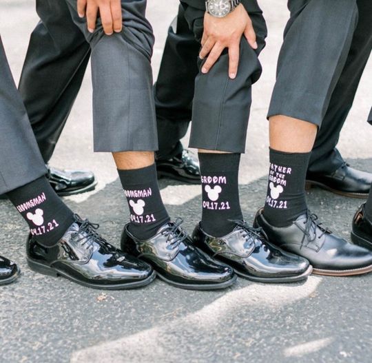 Personalised Disney Character Couple Themed Wedding Groom, Best man, page boy, Father of the bride groomsman Socks gift