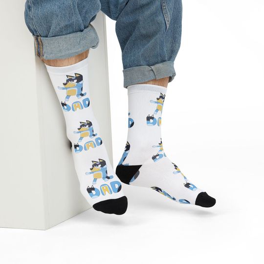 BlueyDad Dad Socks, Dad BlueyDad Socks, Father's Day Gift, BlueyDad socks for Dad, Dad Birthday Gift, Cartoon Bandit Character, Adult Socks for Men