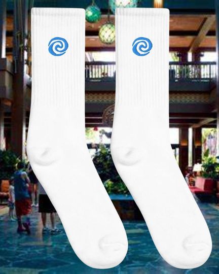 Subtle Trendy Moana Inspired Embroidered Icon Crew Socks, Moana Crew Socks, Disney Crew Socks