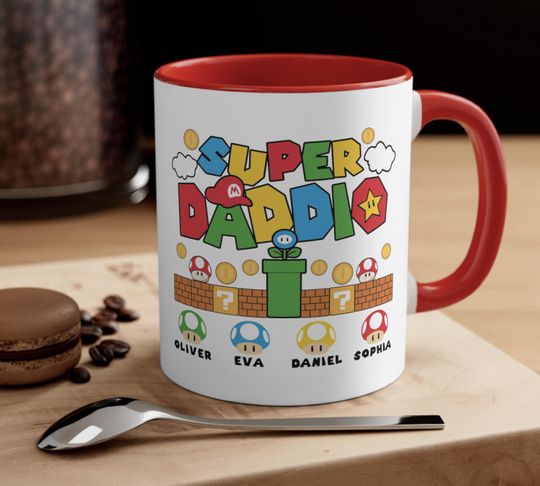 Super Daddio Fathers Day Mug, Daddy Gift, Daddy Mug, Gamer Dad, Personalised Gift, Super Mommio mug, mothers day mug, mothers day gift
