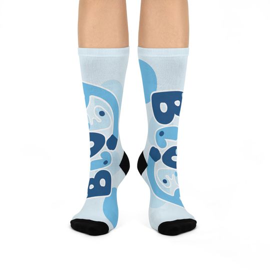 Crew Socks, Fun Cartoon Socks, BlueyDad Inspired Socks, Cute BlueyDad Socks, Novelty Gift Socks, Whimsical Socks