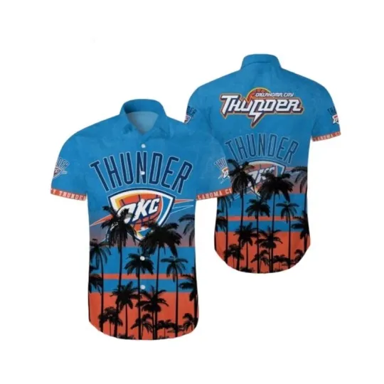 Oklahoma City Basketball Team Thunders Hawaiian Button Down Full Size