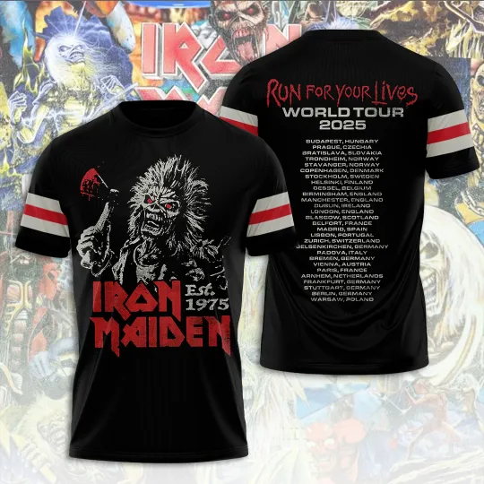 Iron Maiden Inspired Run For Your Lives World Tour 2025 3D T-Shirt