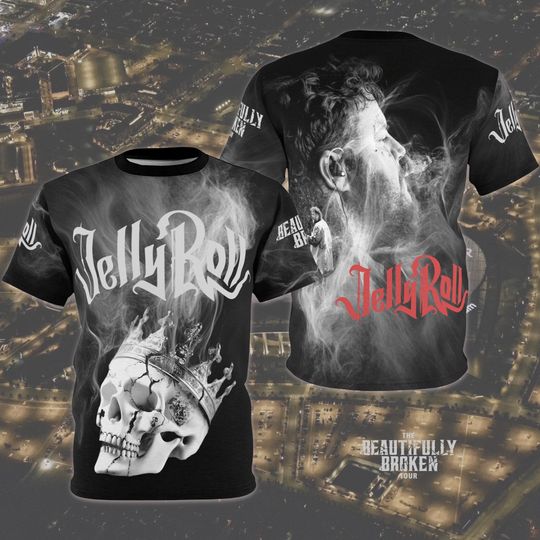 Retro Jelly Roll 3D Graphic Shirt, Beautifully Broken Tour 2025 Shirt, Jelly Roll Shirt, Tour Shirt for Fans of Country Rock & Southern Rap