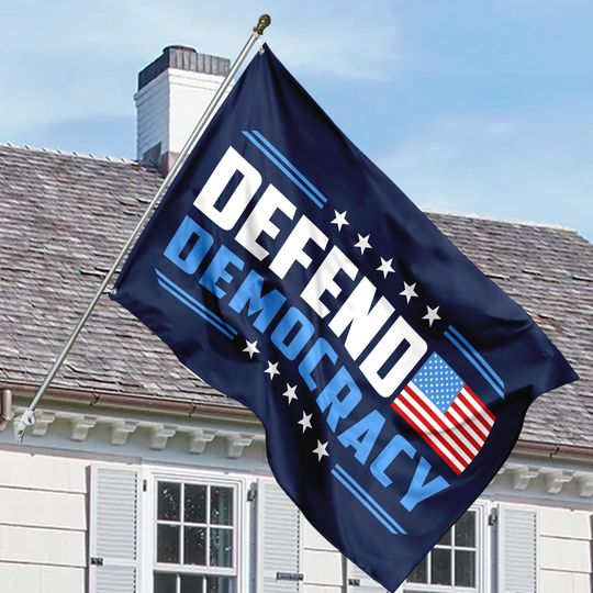 Defend Democracy House Flag, Anti-Trump Flag, Resist Hate Lawn Flag, Resist Racism House Flag, Protect Democracy Flag, Anti Maga