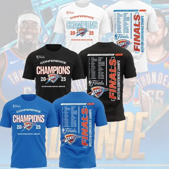 2025 Oklahoma City Thvnder Western Conference Champions T-Shirt