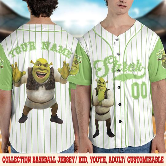 Personalized Shrek Baseball Jerseys, Custom Shrek Fiona Donkey Baseball, Gift for Shrek Fan, Disney Shrek Birthday Family Shirts