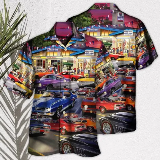Car Classic Muscle Car Service 3D HAWAII SHIRT Size S 5XL Aloha Summer Shirt_y1y