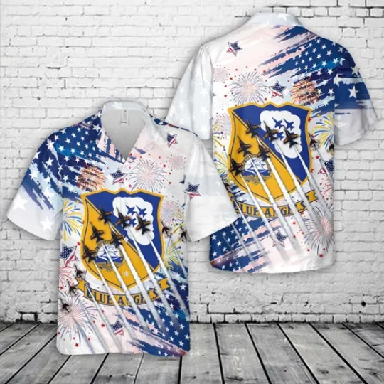 US Navy Blue Angels 4th Of July Hawaiian Shirt