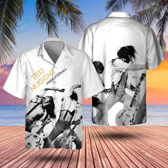 Ted Nugent Free For All Album Cover Hawaiian Shirt