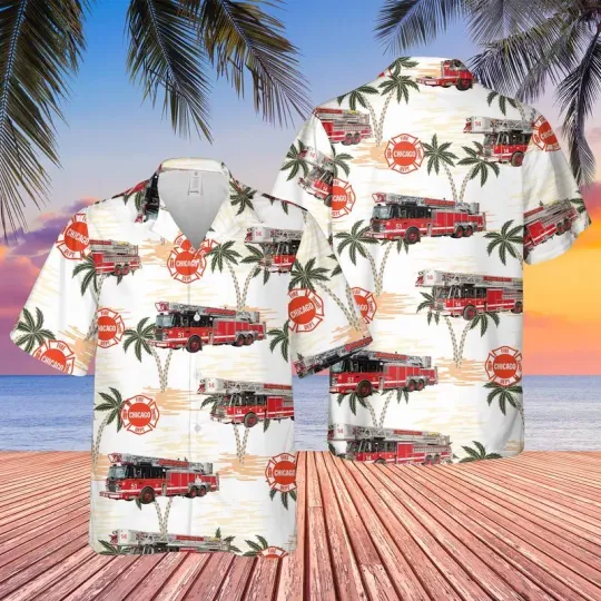 Illinois Chicago Fire Department Hawaiian Shir