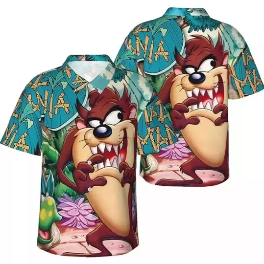 Looney Tunes Tasmanian Devil Aloha Summer Funny Unisex Hawaiian Shirt S-5xl