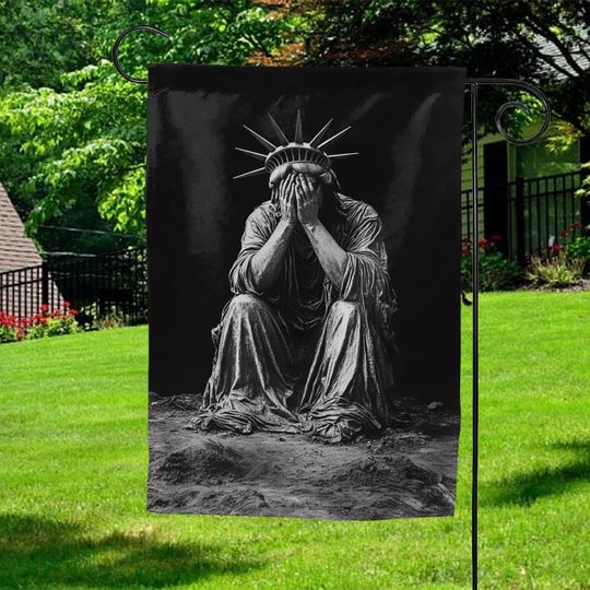 Liberty Mourning Flag | Pro-Democracy Garden Flag | Statue of Liberty Political Flag for Democrats