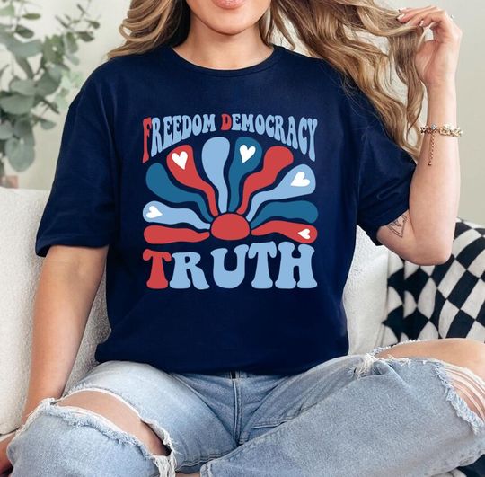 Comfort Colors Subtle Anti Trump Shirt, Freedom Democracy Truth Shirt, Resist Shirt, Subtle FDT Shirt, Anti MAGA Shirt, 4th of July Shirt