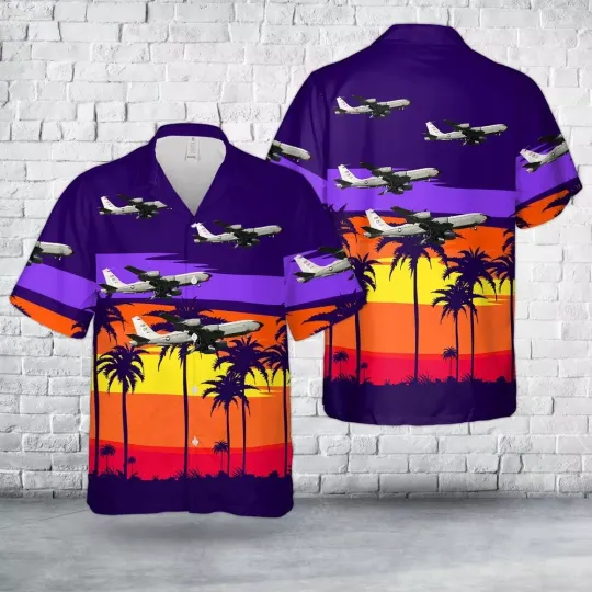 Air Force Aloha Shirt US Air Force Boeing RC 135U Combat Sent 64 14847 Hawaiian