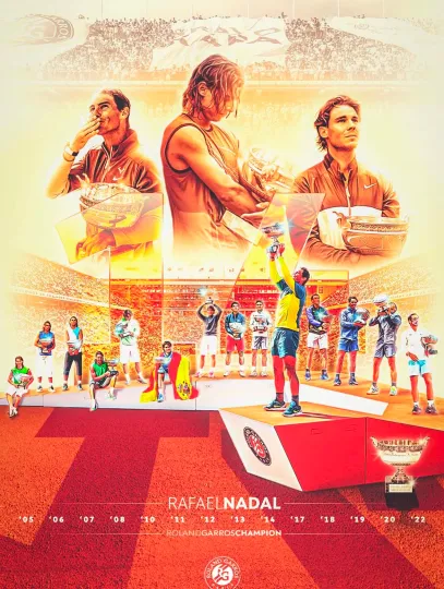 Rafael Nadal French Open Legend 14-Time Champion Tennis Tribute Poster