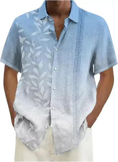 Men's Casual Hawaiian Button Down Shirts Beach Summer Collared Shirt Tops M-4XL