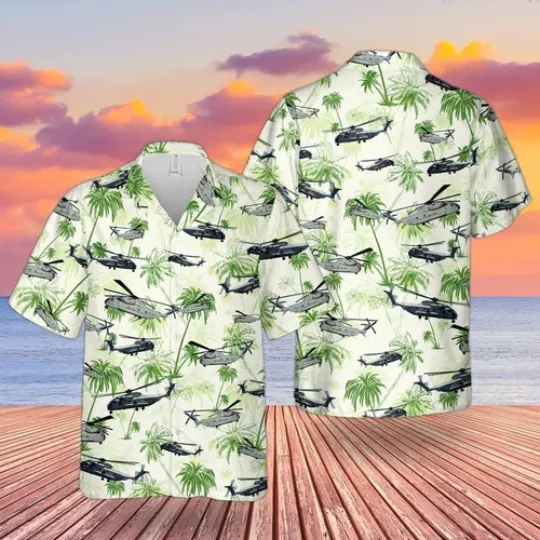United States Marine Corps CH 53D Helicopter Hawaiian Shirt_