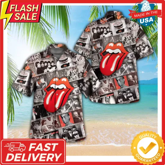 New The Rolling Stones Awesome Hawaiian 3D Shirt Fast Delivery