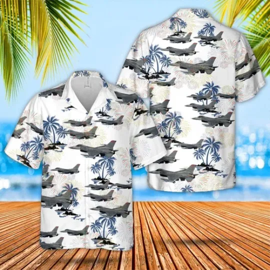 USAF New Jersey Air National Guard 177th Fighter Wing F 16 Hawaiian Shirt