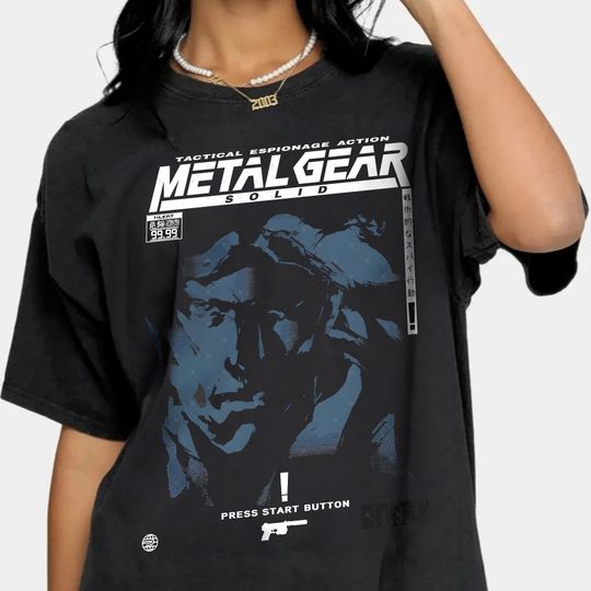 Solid Snake Cotton Clothes,Unisex Metal Gear Solid T-shirt, Vintage Short Sleeve Crewneck Tee,Round Collar Short Sleeve Shirt,Metal Gear Tee