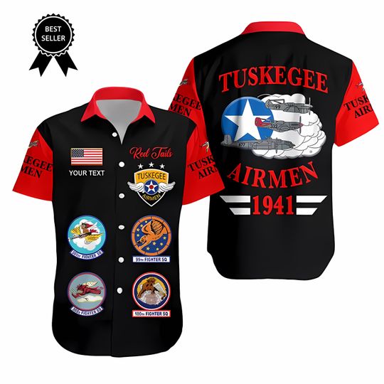 Custom U.S. Air Force Tuskegee Airmen Hawaiian Shirt - 3D American Flag Print