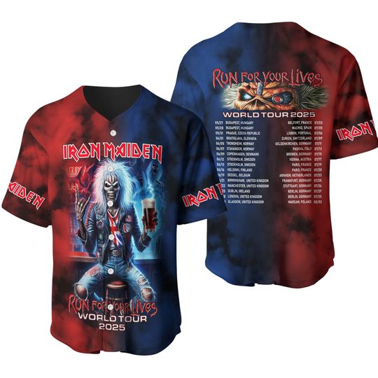 Iron Maiden Inspired Run For Your Lives World Tour 2025 Licensed Baseball Jersey