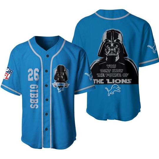 Personalized Detroit Lions Darth Vader Star Wars Baseball Jersey